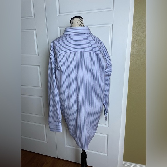 Joseph Abboud Button Down Collar Long Sleeve Dress Shirt Blue with Pinstripes - Picture 4 of 8